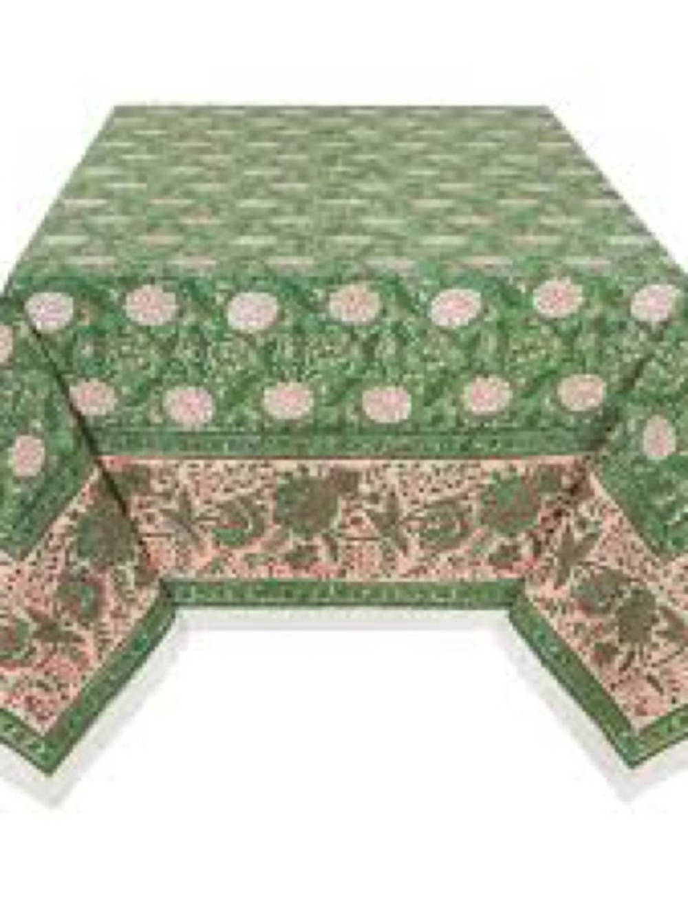 Green and Pink Floral Border Table Cover by